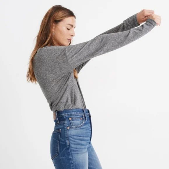 Rivet & Thread Madewell Gray Ex Boyfriend Long Sleeve Tee Shirt NWOT! - Picture 4 of 9